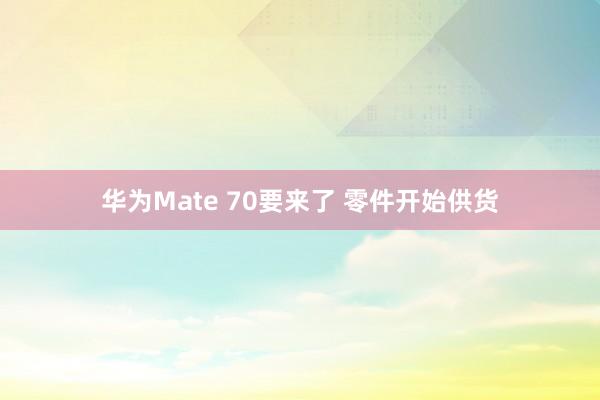 华为Mate 70要来了 零件开始供货