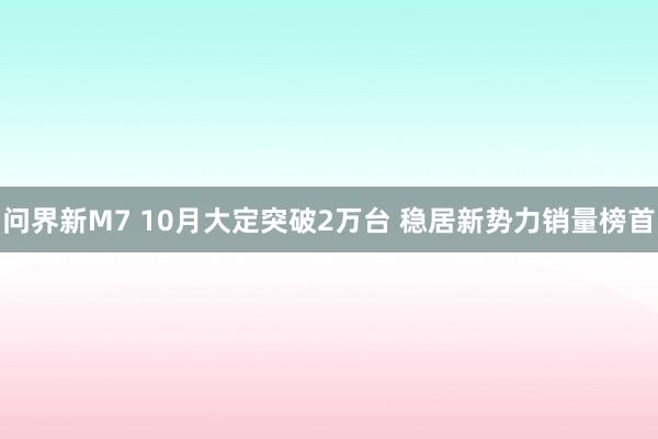 问界新M7 10月大定突破2万台 稳居新势力销量榜首