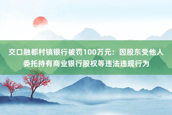 交口融都村镇银行被罚100万元：因股东受他人委托持有商业银行股权等违法违规行为