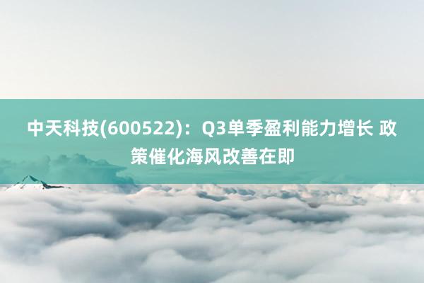 中天科技(600522)：Q3单季盈利能力增长 政策催化海风改善在即