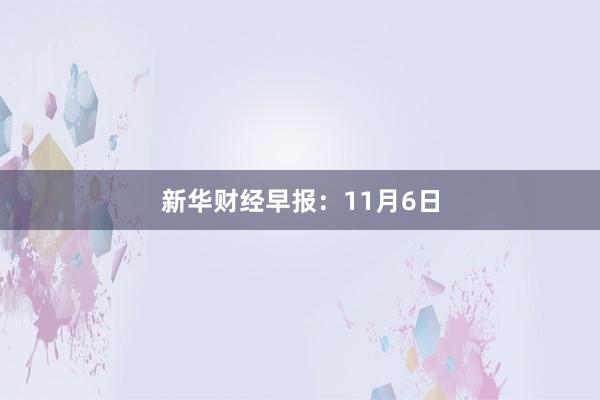 新华财经早报：11月6日