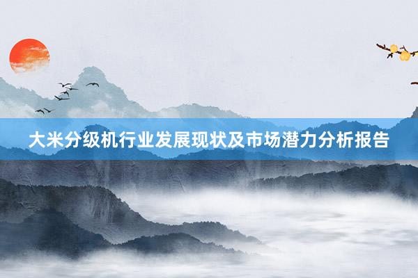 大米分级机行业发展现状及市场潜力分析报告