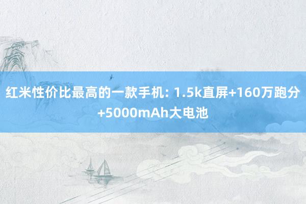 红米性价比最高的一款手机: 1.5k直屏+160万跑分+5000mAh大电池