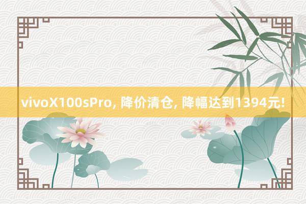 vivoX100sPro, 降价清仓, 降幅达到1394元!