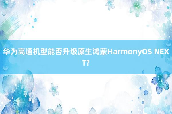 华为高通机型能否升级原生鸿蒙HarmonyOS NEXT?