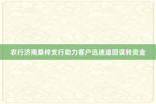 农行济南桑梓支行助力客户迅速追回误转资金