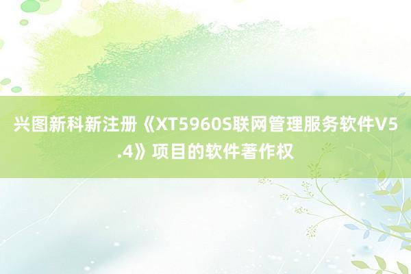 兴图新科新注册《XT5960S联网管理服务软件V5.4》项目的软件著作权