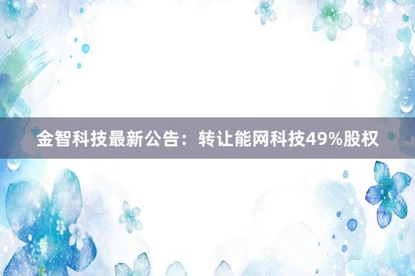 金智科技最新公告：转让能网科技49%股权