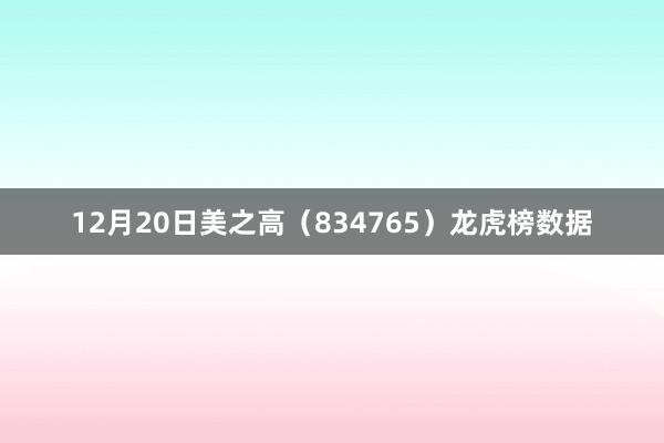 12月20日美之高（834765）龙虎榜数据