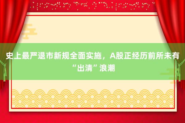 史上最严退市新规全面实施，A股正经历前所未有“出清”浪潮